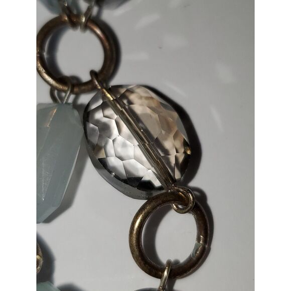 A Very Chunky Acrylic Beaded Chain Bracelet Blue Magnetic Evening Casual Boho - Picture 2 of 9